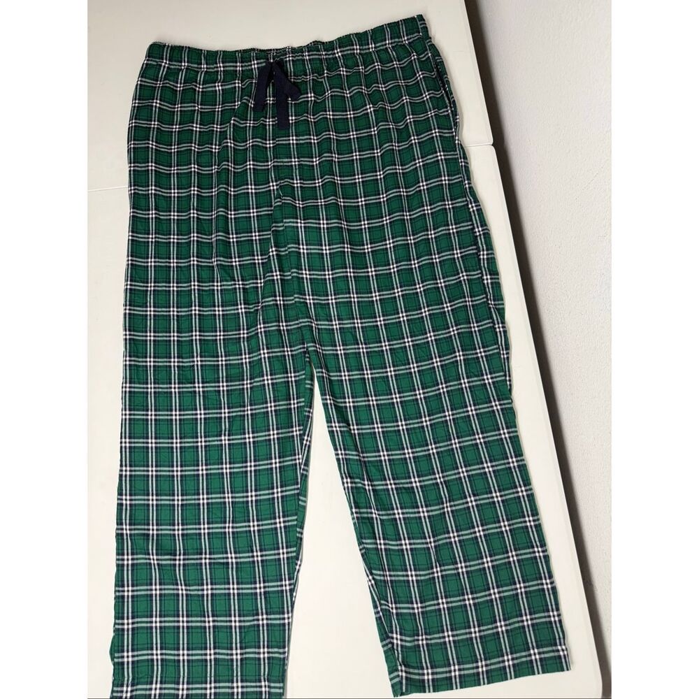 IZOD Men’s Soft Touch Woven Sleep Lounge Pants Tartan Green Plaid Sz 2XL